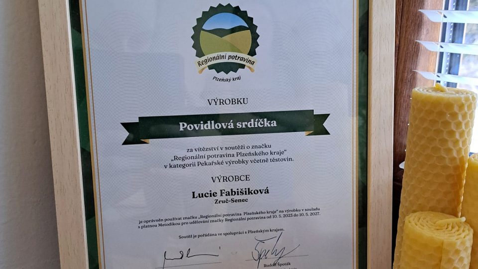 Perníková srdíčka s povidly získala ocenění Regionální potravina Plzeňského kraje