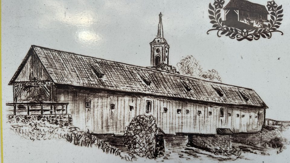 Radošovský most na dobové kresbě | foto: Jana Strejčková, Český rozhlas Radošovský most na dobové kresbě