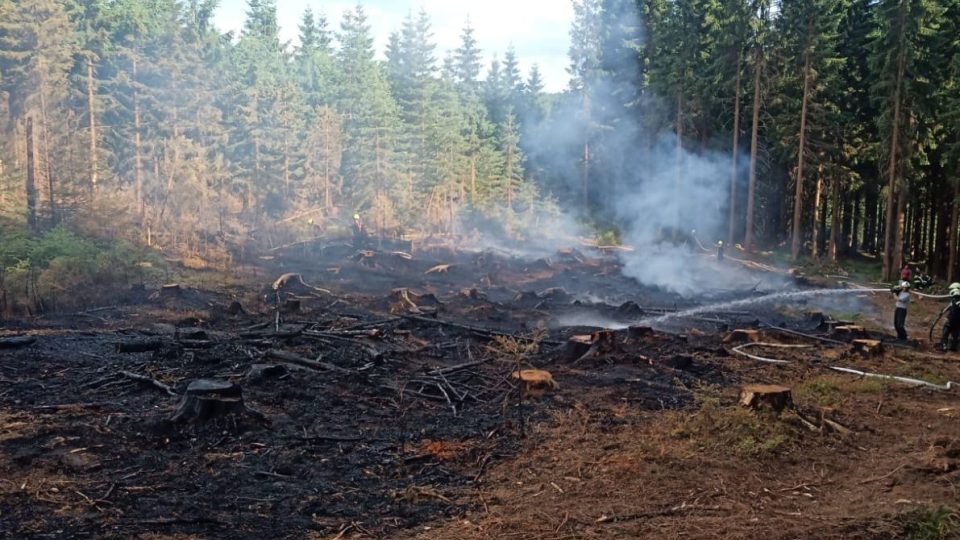 Hasiči likvidovali požár lesního porostu u Stříbrné na Kraslicku