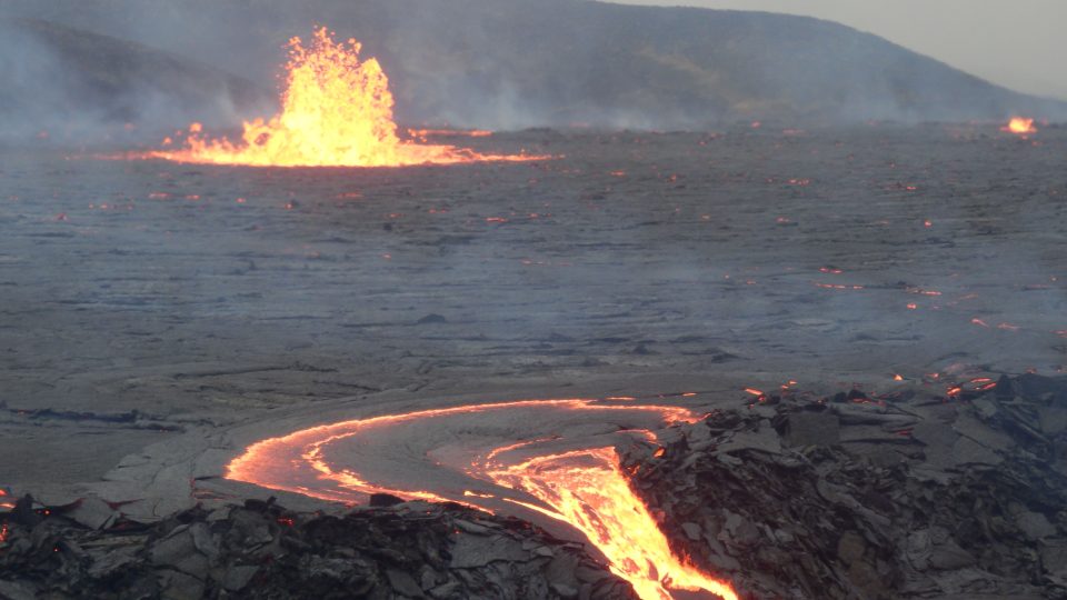 Vulkanická činnost na islandském poloostrově Reykjanes v září 2021