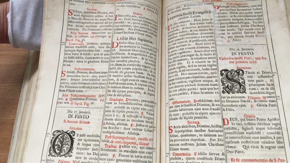 Detail zrestaurované knihy Missale Romano